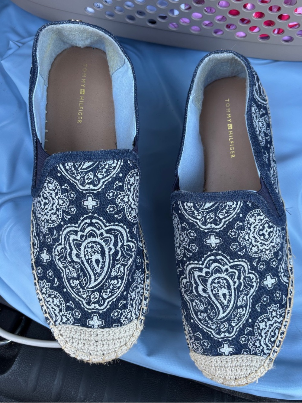 Tommy Hilfiger Navy Paisley Espadrille Slip-On Flats